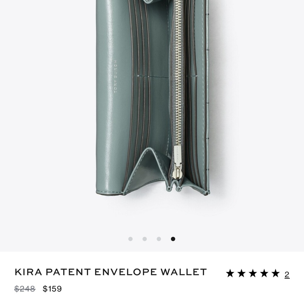Tory Burch Kira pale Green/blue Quilted Leather Wallet - Picture 4 of 5